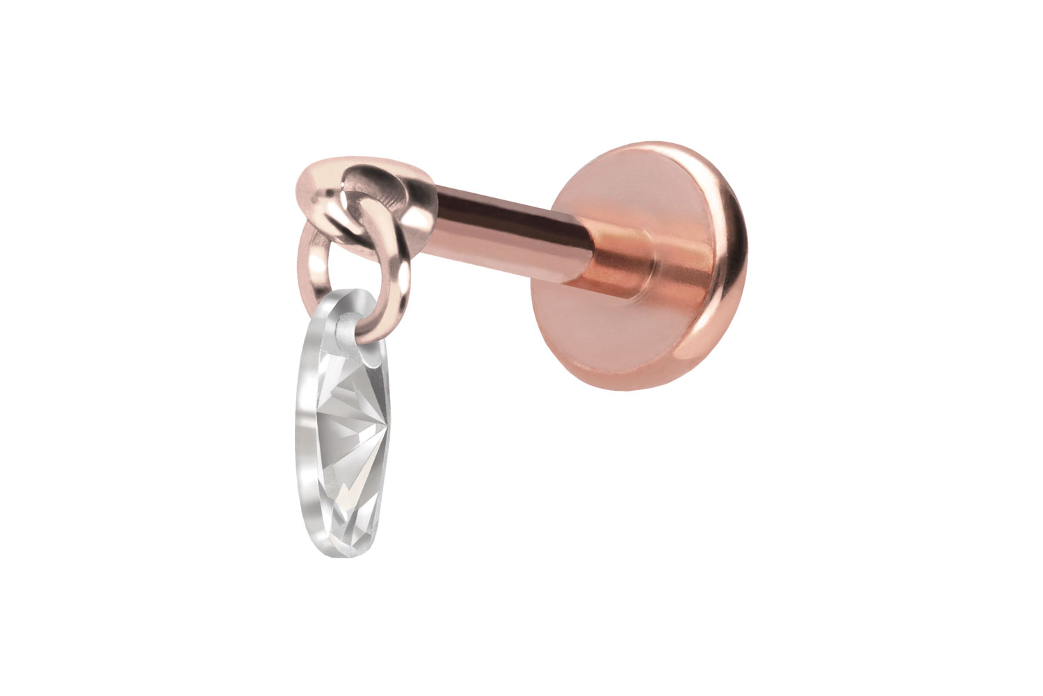 Titan Labret Piercing mit Push Fit KRISTALLOVAL